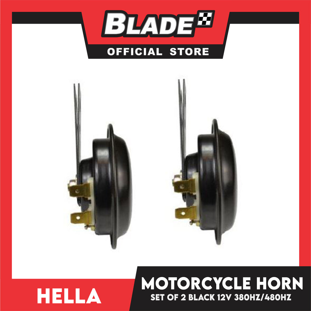 Hella Motorcycle Horn H-MHP011 Set of 2 Black 12v 380Hz/480Hz –