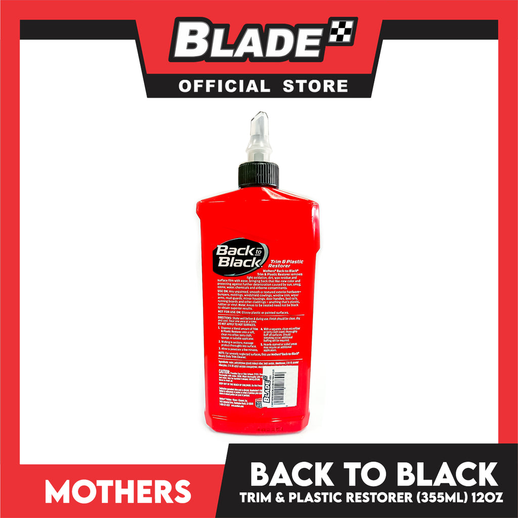 MOTHERS 06112 Back to Black Trim and Plastic Restorer - Rubber