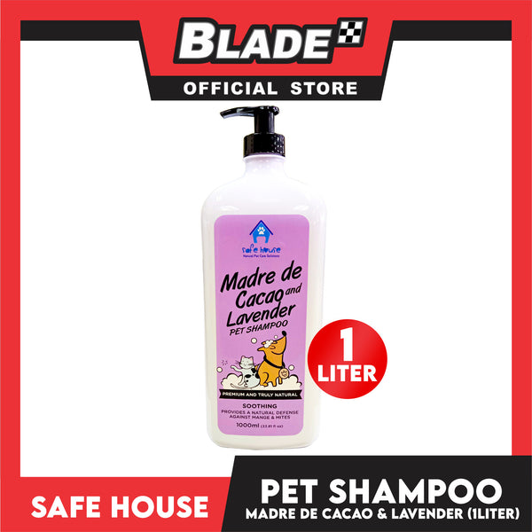 Safe House Natural Pet Care Solutions Pet Shampoo 1000ml (Madre de Cacao and Lavender) Soothing