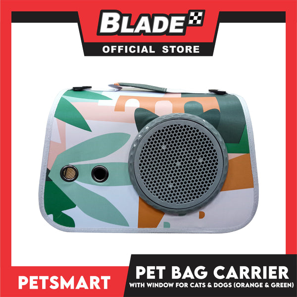 Pet Bag Carrier with Window for Cats and Dogs (Orange and Green) 40cm x 27cm x 27cm