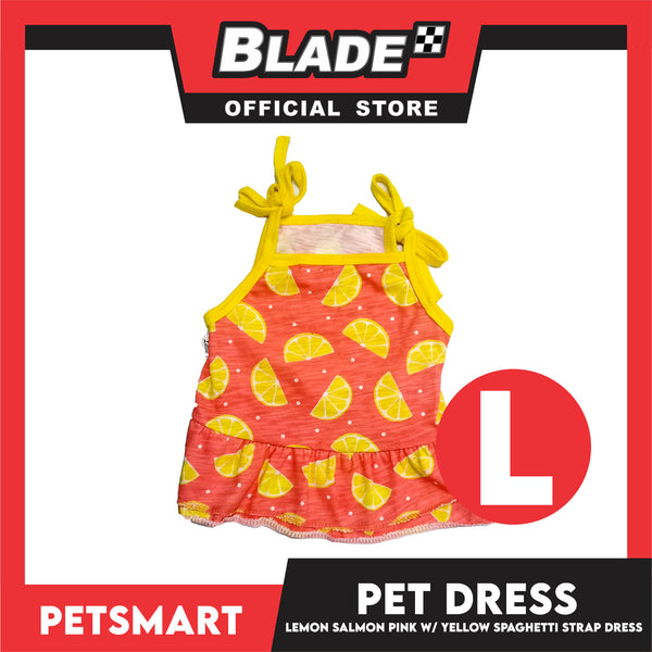 Pet Dress Lemon Salmon Pink with Yellow Spaghetti Strap Design, Large Size (DG-CTN202L)