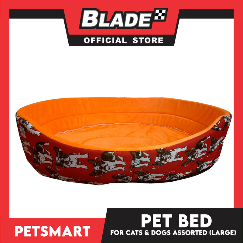 Pet Bed Soft and Comfortable Sleeping Bed L (Assorted Colors and Designs) for Cats and Dogs