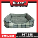 Pet Bed Cat Dog Bed Washable Gingham Gray (Small) with removable cushion