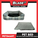 Pet Bed Cat Dog Bed Washable Gingham Gray (Small) with removable cushion