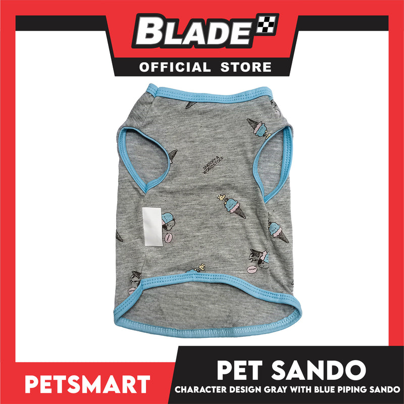 Pet Sando Character Design Gray with Blue Piping Color, Large Size (DG-CTN209L)