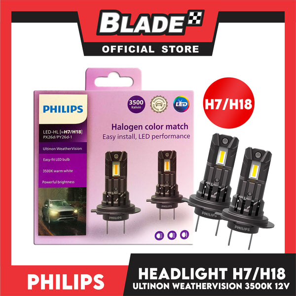 Philips Car Headlight H7/H18 Ultinon Weather Vision 3500K 12V (LUM11972U2510X2)