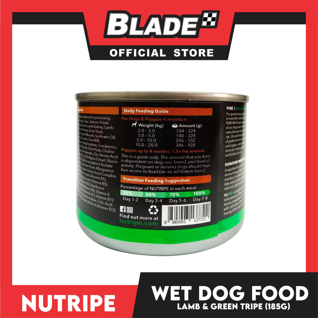 Nutripe Lamb and Green Tripe Pure (Gum-free) 185g Dog Wet Food for All ... - Gluten Free Lamb And Green Tripe Dog Food For Temperament Issue
