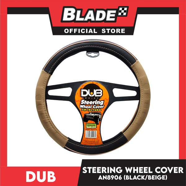Dub Steering Wheel Cover AN8906 (Black/Beige) for Toyota, Mitsubishi, Honda, Hyundai, Ford, and more