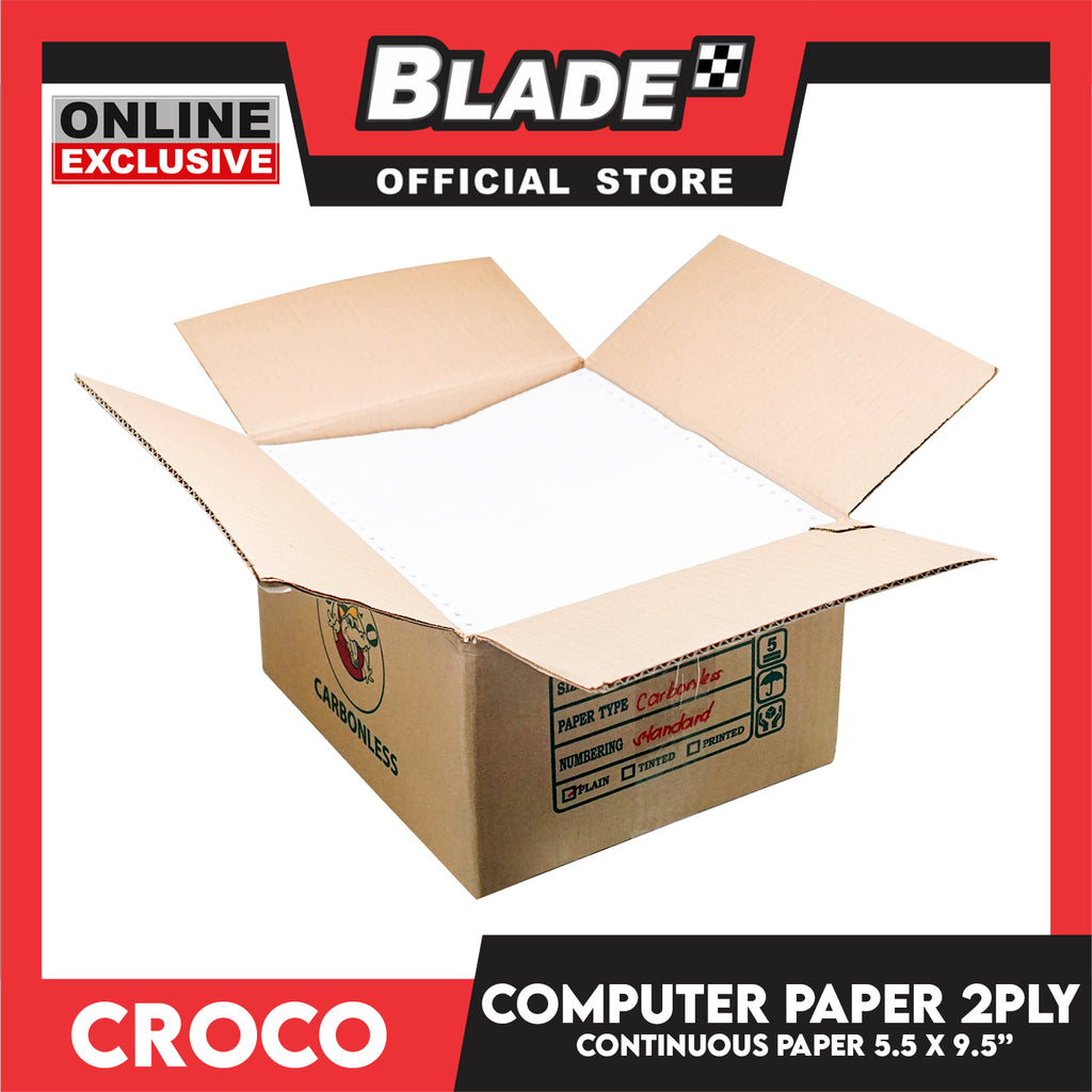 Croco Computer Forms 5.5 x 9 1/2'' (2PLY) 1Box Continuous Computer Pap ...