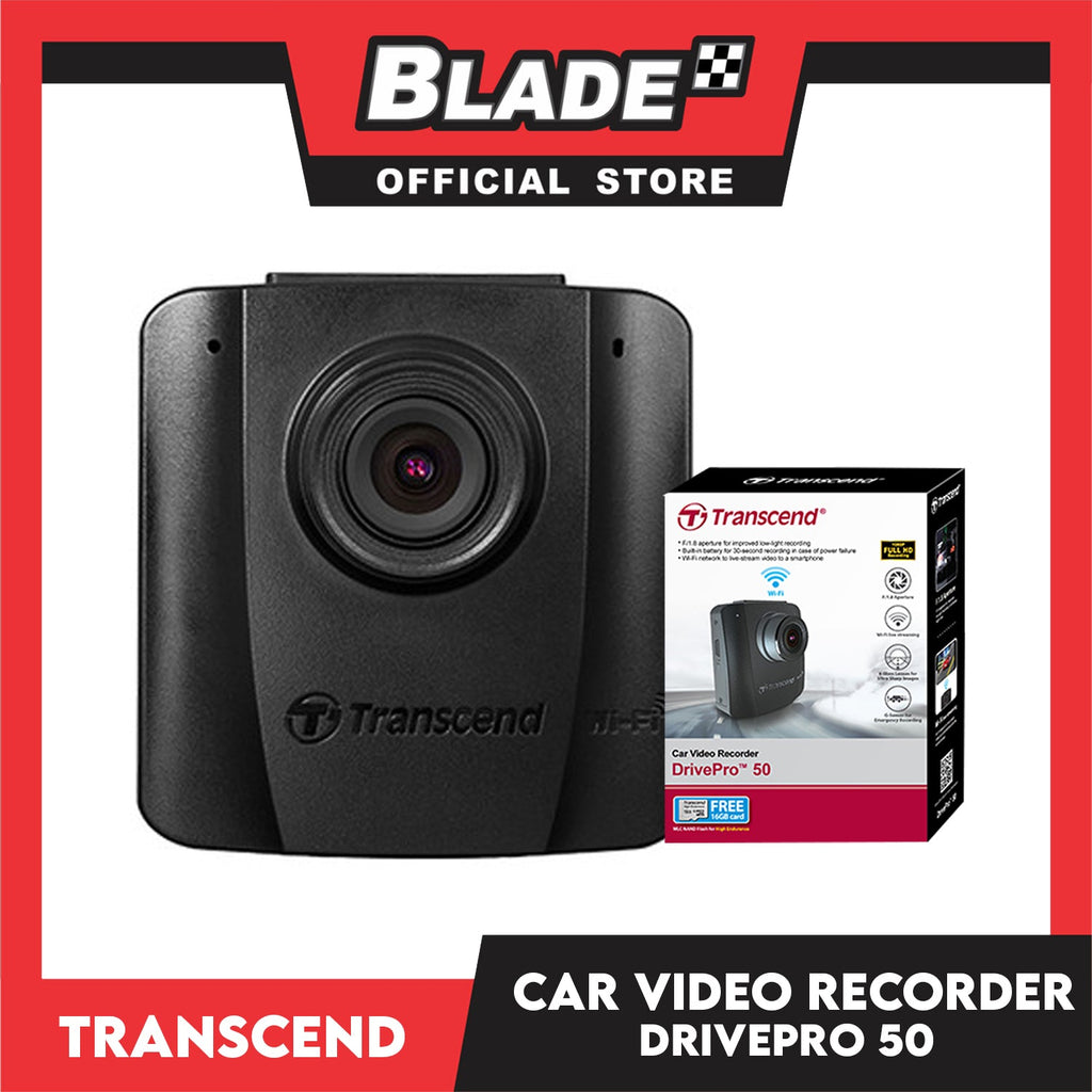 Transcend DrivePro 50 130° Car Video Recorder Dash Cam Full HD 1080p/30  with Built-in Wi-Fi, Suction Mount & Free 16GB MicroSDHC Card : :  Electronics