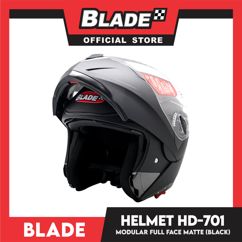 Blade Helmet Modular Full Face HD-701 Matte Black (Large)