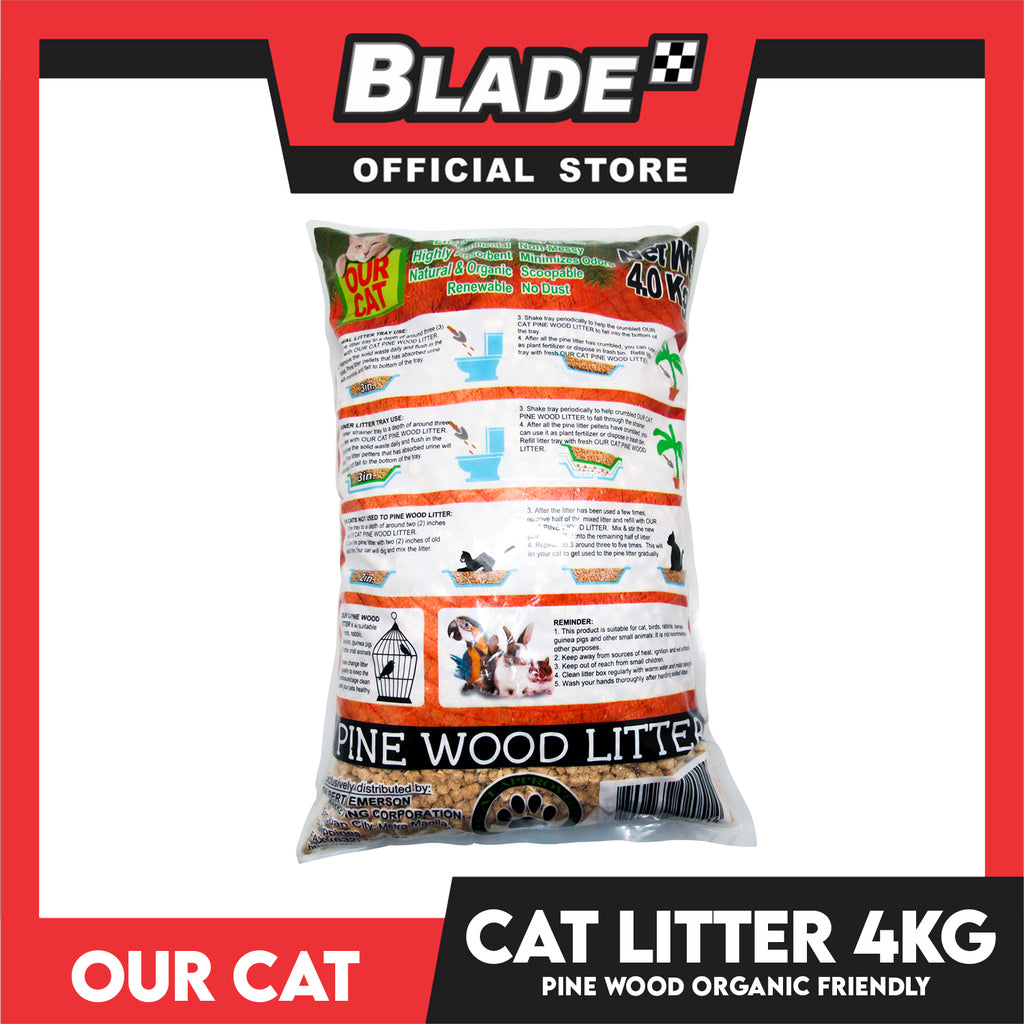 Our Cat Pine Wood Litter 4kgs Small Cat Litters Natural and Organic