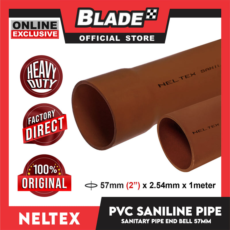 Neltex PVC Saniline Sanitary Pipe Bell End 57mm(2'') x 1meter