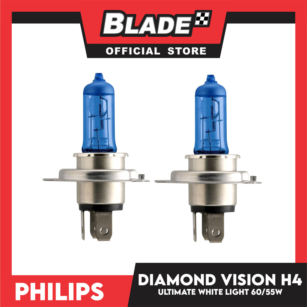 Philips H4 Diamond Vision 5000K White Halogen Bulbs