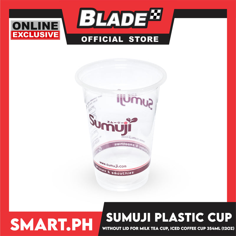 Sumuji Disposable Plastic Cups 12oz Set Of 50pcs. Perfect for Milk Tea, Juice And Shake etc.
