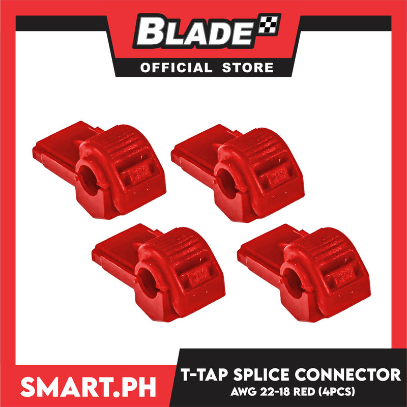 4pcs T-Tap Splice Connector 1.5mm (Red) 22-18 AWG Wire Connectors, Self-stripping Quick Splice Electrical Wire Terminals