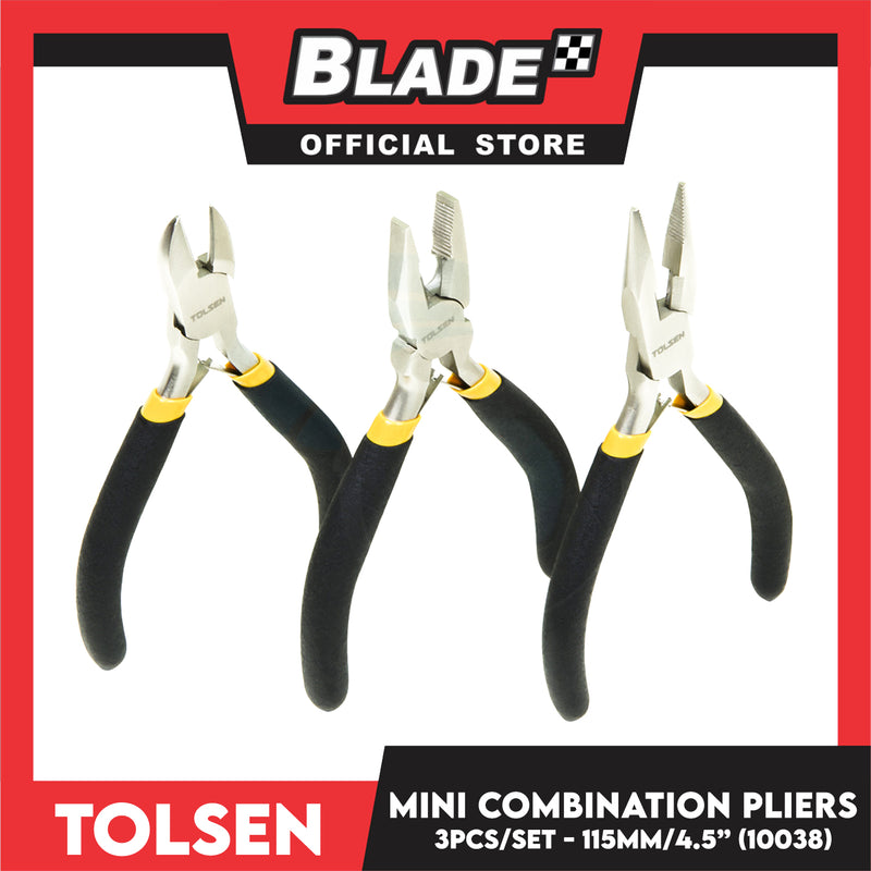 Tolsen 3pcs Mini Pliers Set 115mm 4.5 10038