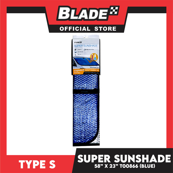 Type S Super Sunshade 147cm x 58cm (Blue) T00866 form Fitting Design, UV Blocker Ultra-Reflective