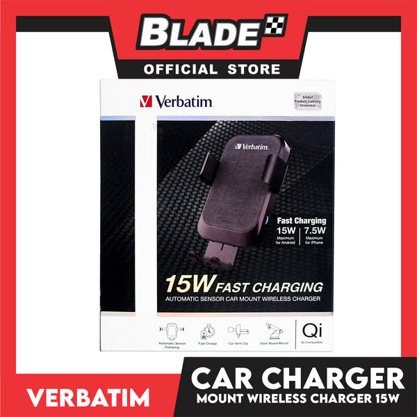 Verbatim 15W Fast Charging (Automatic Sensor Car Mount Wireless Charger)