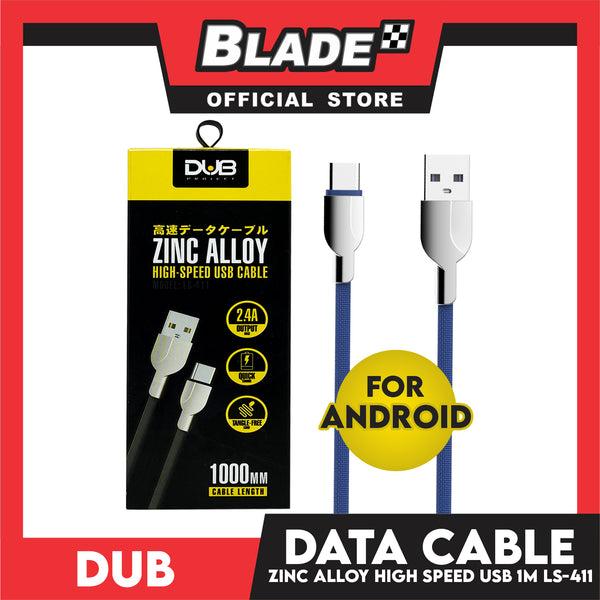 Dub Data Cable Zinc Alloy High-Speed USB 2.4A LS-411 1000mm (Blue) for Android