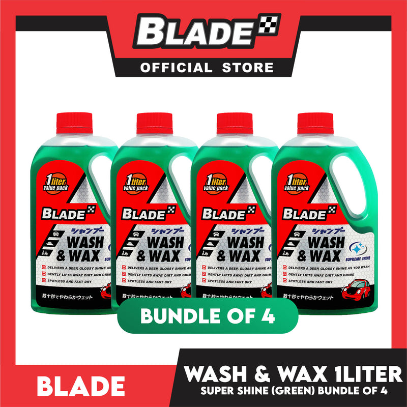 Blade Wash and Wax 1Liter (Bundle of 4)- Removes Dirt, Clean and Shine Your Car Surface