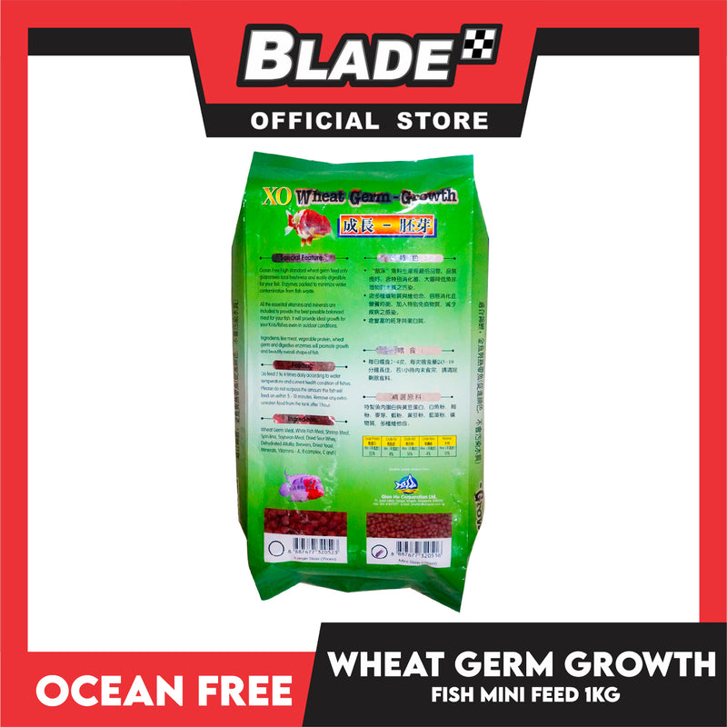 Ocean Free XO Wheat Germ And Growth 1kg Specially Made For Koi, Goldfish And Tropical Fishes, Improves Fish Natural Coloration Fish Food