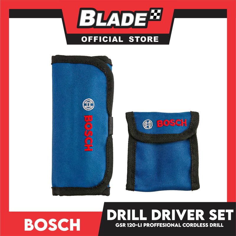 Bosch Cordless Drill Driver Carrying Case GSR 120-LI 12V 220-240V (23pcs Accessories Set, 1x GBA 12V 2.0Ah, 1x GAL 1210 CV Charger)
