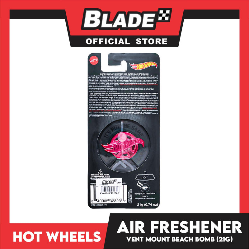 Hot Wheels 3D Air Freshener Vent Mount 21g AF532323 (Beach Bomb) Car Freshener, Hang From Rear-View Mirror