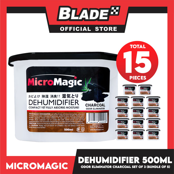 15pcs Micromagic Dehumidifier 500ml (Charcoal) Eliminates Musty Odor, Suitable For Your Car And Closets (Bundle Of 5)