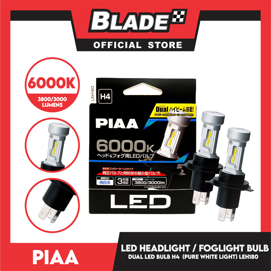 Piaa Led Bulb H4 LEH-180 6000K (Dual White) Ultra Compact Led Bulb 