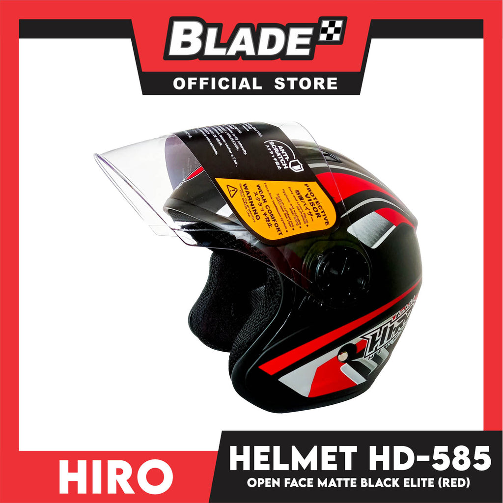 HIRO Helmet OF (XL) HD-585 Matte Black Elite Red Color (Open Face, Half  Face)