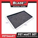 Pet Mat with Plastic Tray for Pets (Gray/Black)