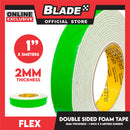 Flex Double Sided Foam Tape 3'' 2mm Thickness 1 inch x 5meters (Green)