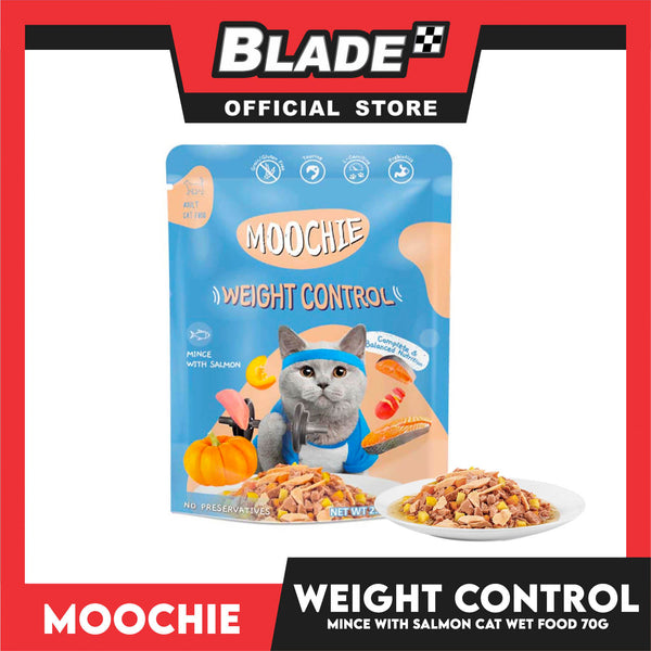 Moochie Weight Control Adult Cat Wet Food (Mince with Salmon) 70g