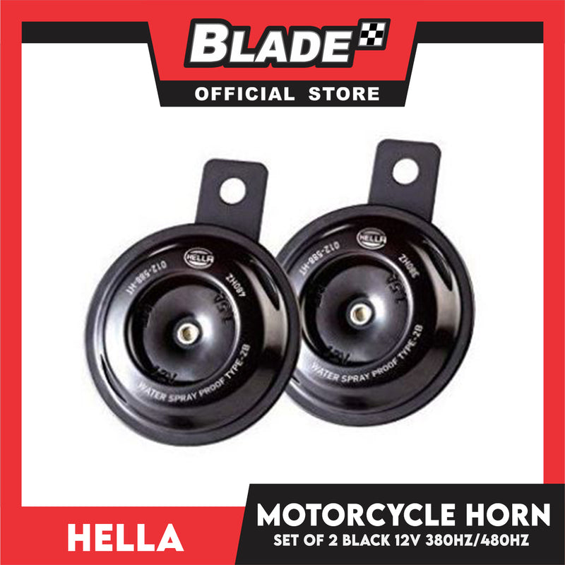 Hella Motorcycle Horn H-MHP011 Set of 2 Black 12v 380Hz/480Hz