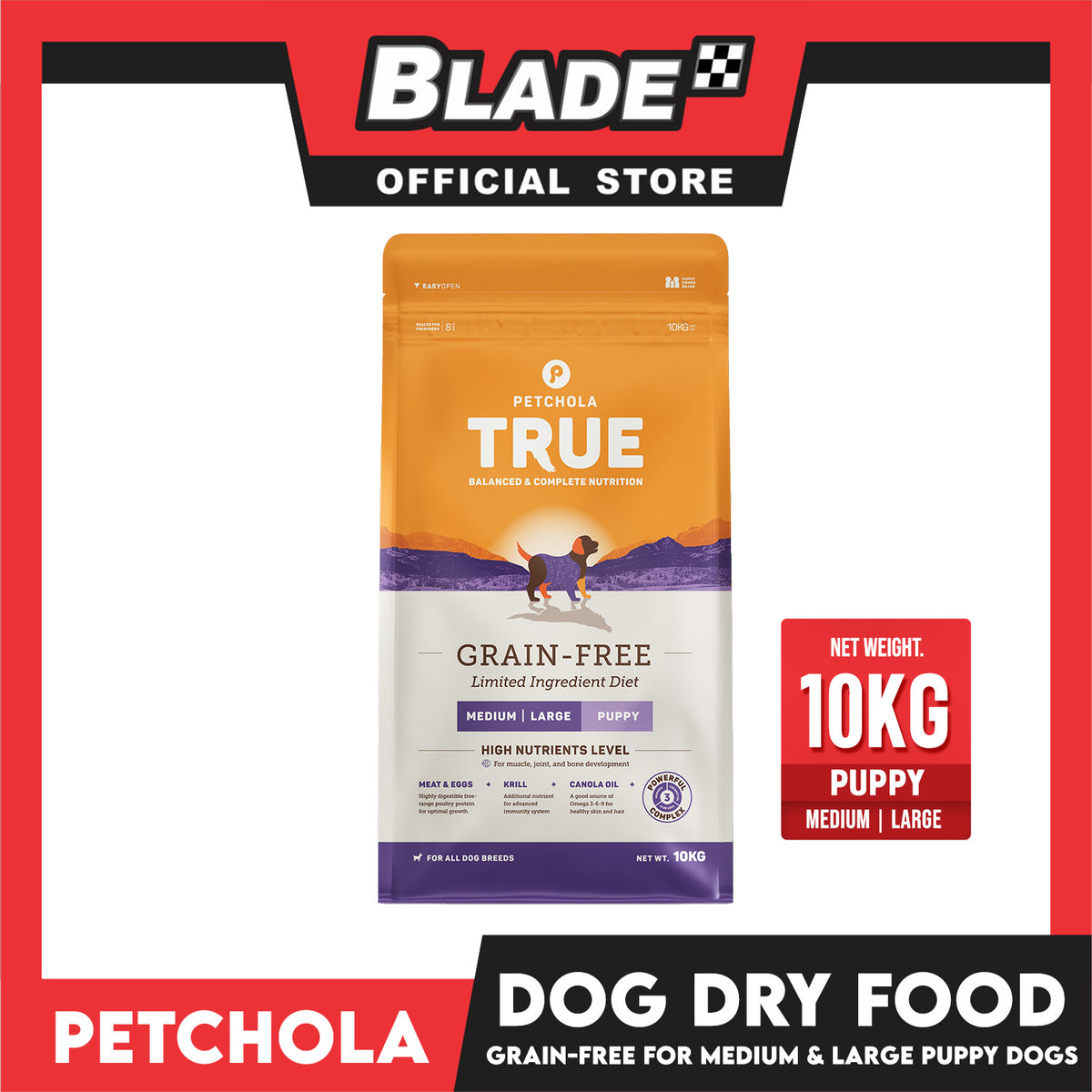 Petchola True Grain Free Medium to Large Breeds (Puppy) Dog Food 10kg
