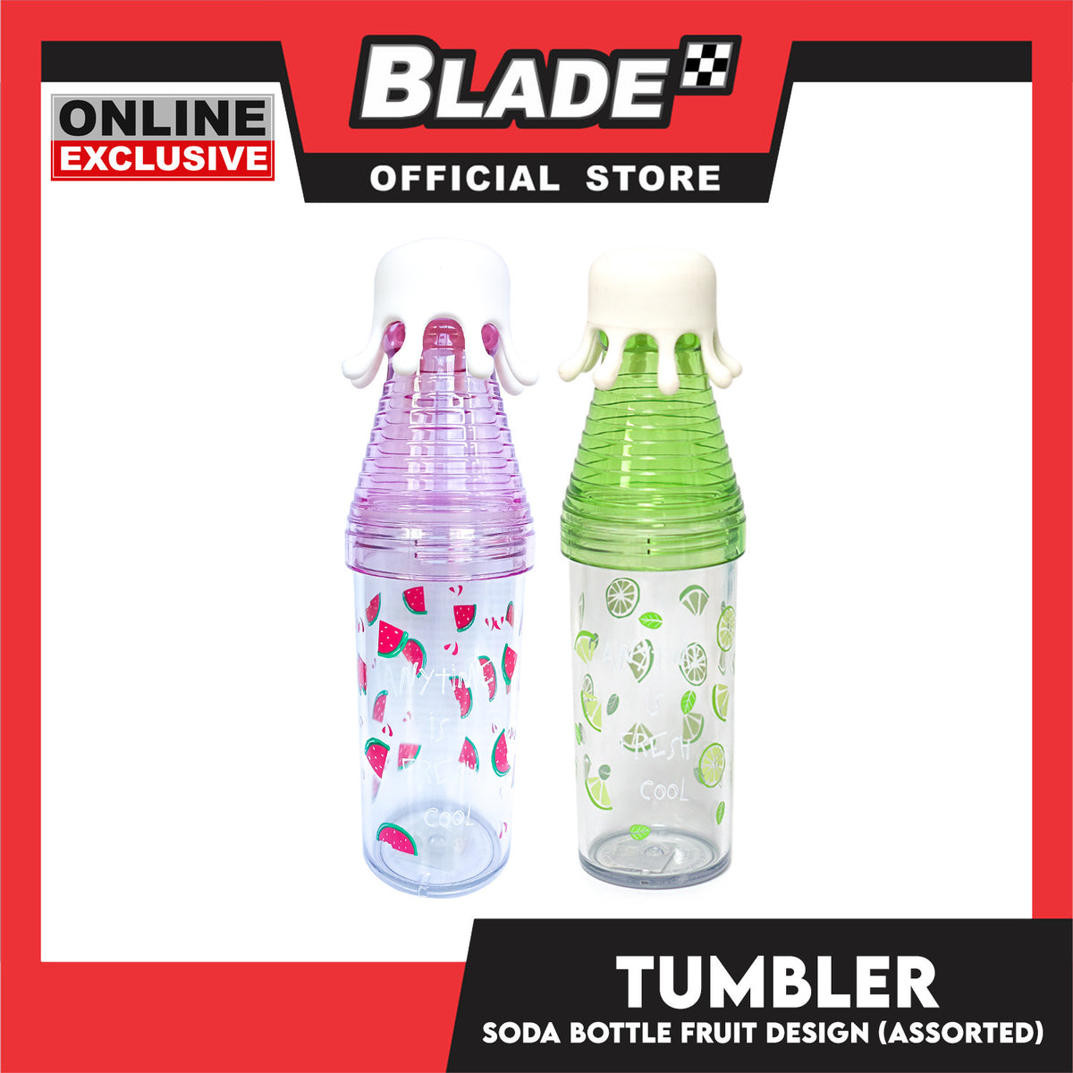 Gifts Tumbler Soda Bottle Fruit Design (Assorted Designs and Colors)