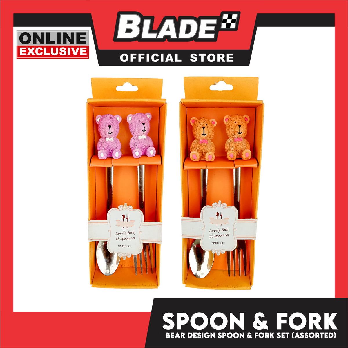 Gifts Spoon and Fork Lovely Set Care Bear Design (Assorted Designs and Colors)