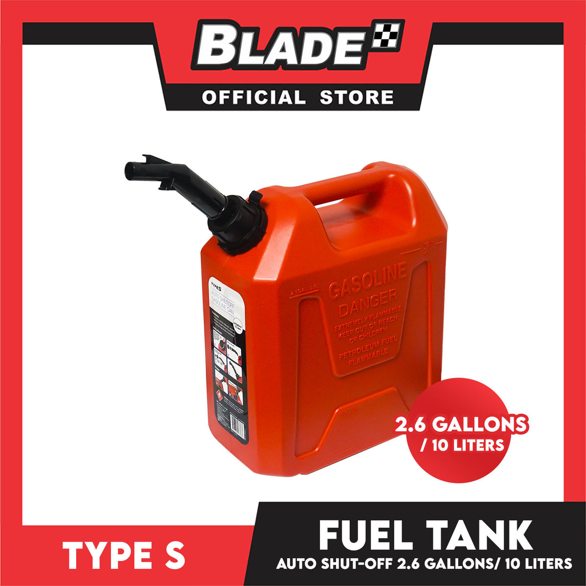 Type S Fuel Tank 10L Gas AC57376 (Red)