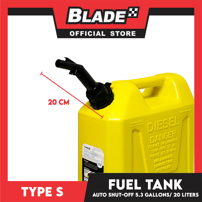 Type S Fuel Tank 20L Diesel AC573 Auto ShutOff Diesel Can (Yellow)