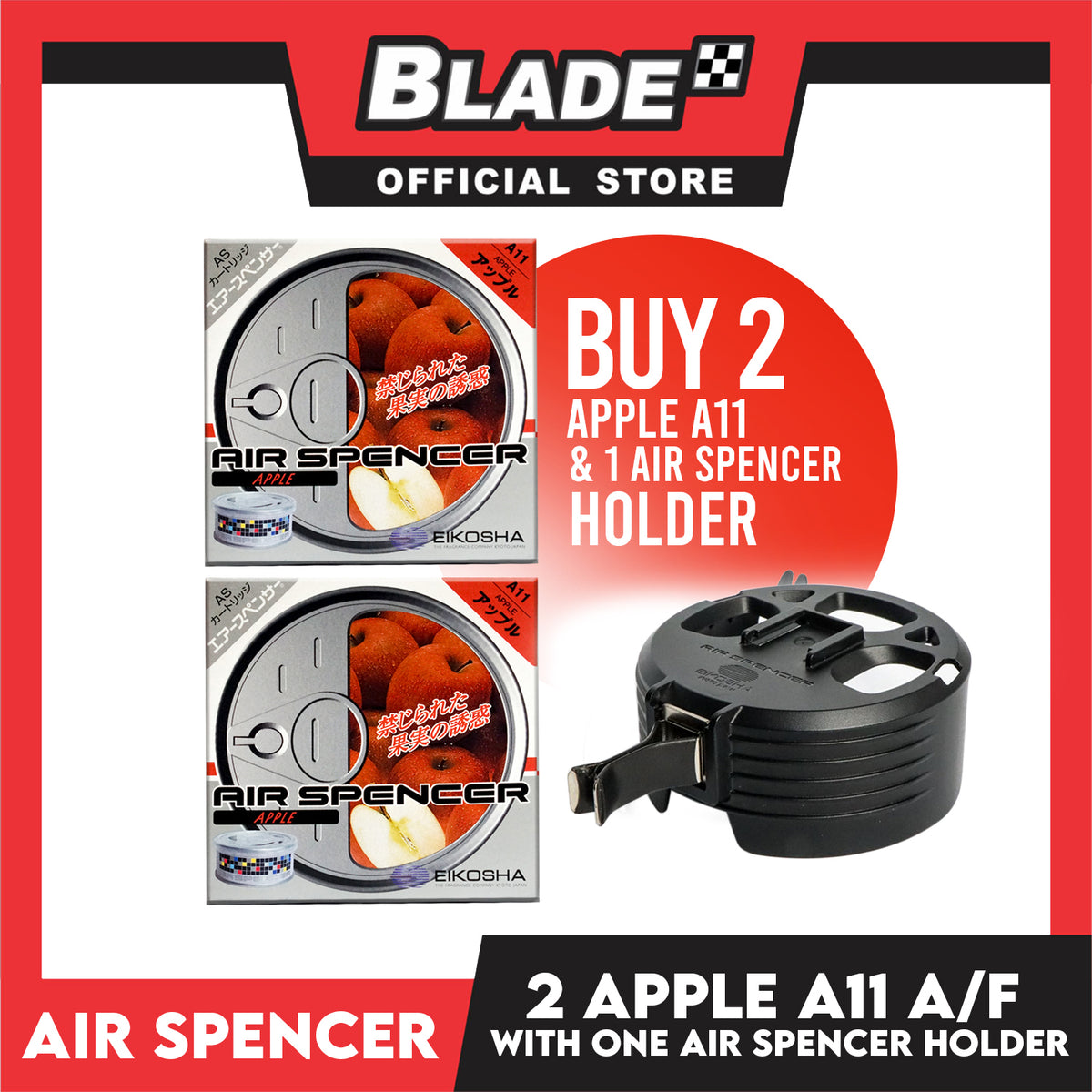 2pcs Air Spencer Car Air Freshener with 1pc Holder (Apple) Heavy Duty, Last Long