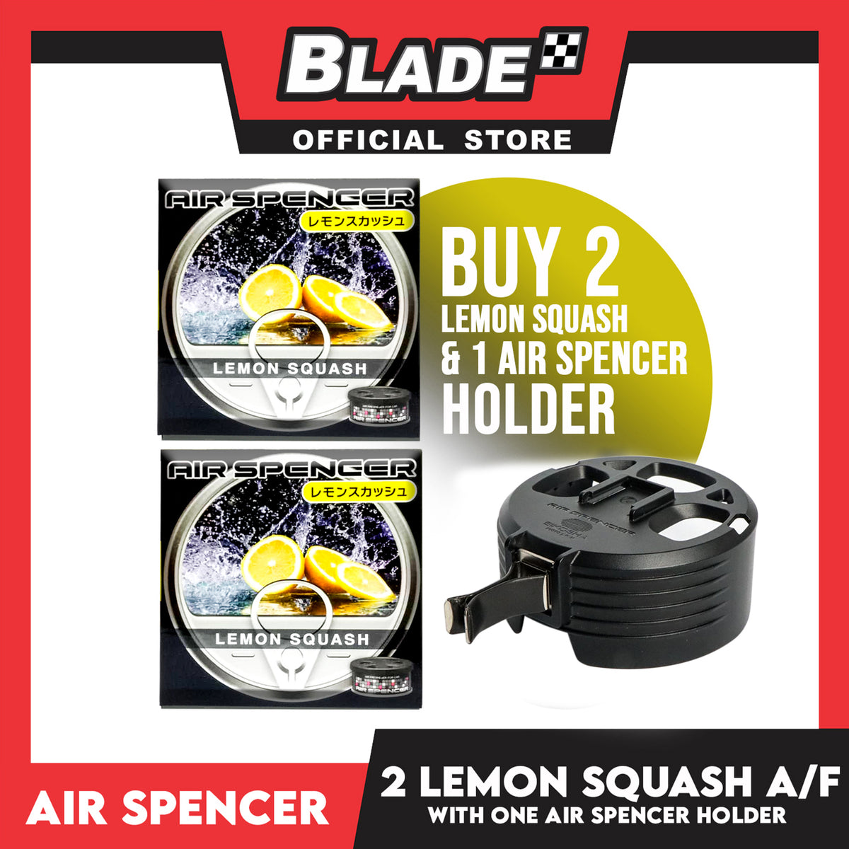 2pcs Air Spencer Eikosha Car Air Freshener with 1pc Holder (Lemon Squash) Heavy Duty, Last Long