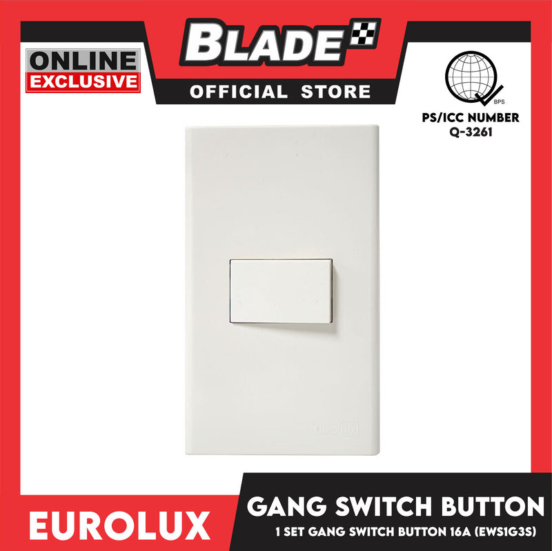 Eurolux  1 Gang 3 Way Switch Button 16A EWS1G3S