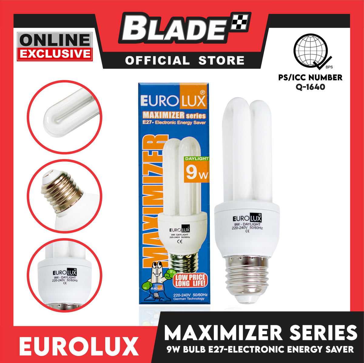 Eurolux Bulb Maximizer Series (2U) 9W Daylight E27 Electronic Energy Saver