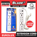 Eurolux 2Meters Extension Cord 5 Outlet 2 USB Periquet Universal Plug Wall Mount for Home Office and Dorm