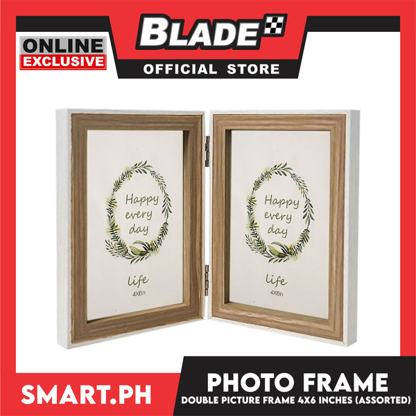 Gifts Double Picture Frame Wooden Design 4X6' Size FH-566A (Assorted)