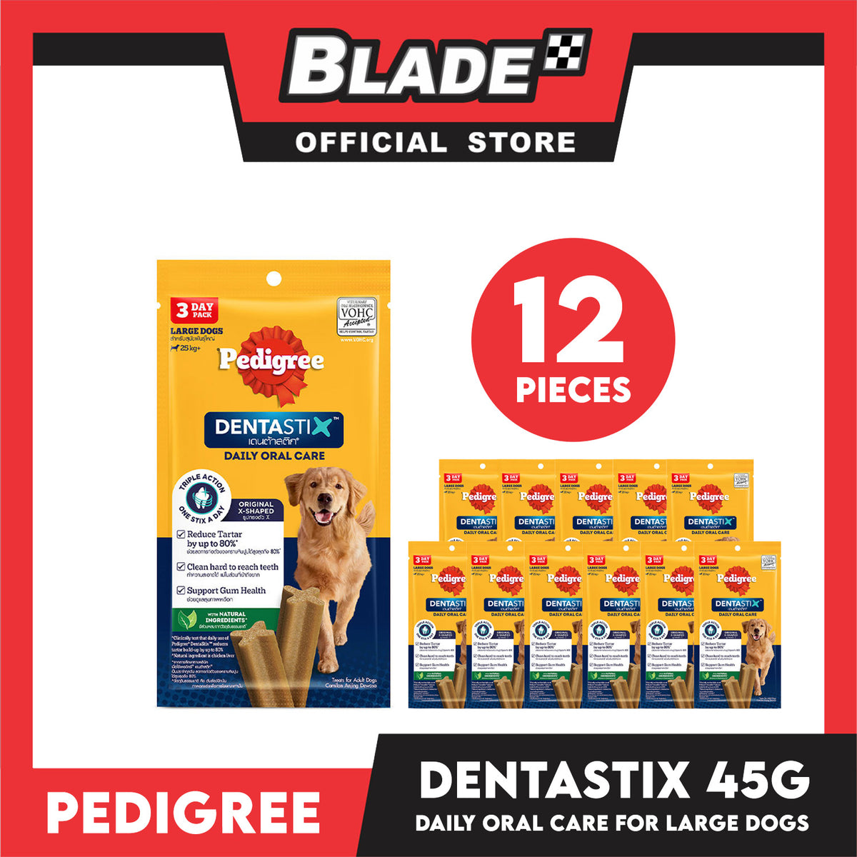 12pcs Pedigree Dentastix Large (25-50kg) 112g (3 Sticks) Dog Dental Treats