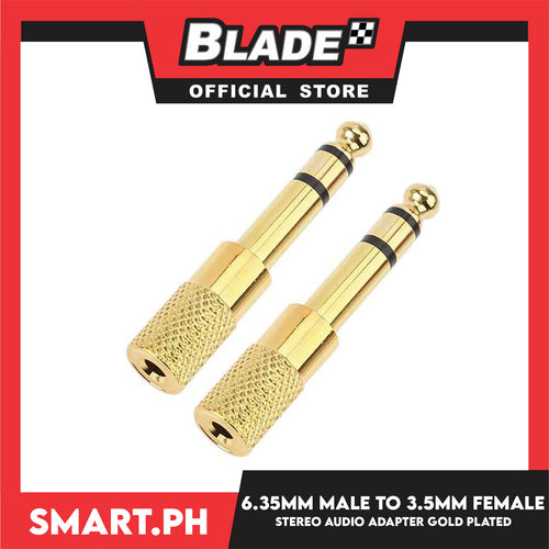 2Pcs 6.35mm (1/4 inch) Male to 3.5mm (1/8 inch) Female Stereo Audio Adapter Gold Plated  Converter