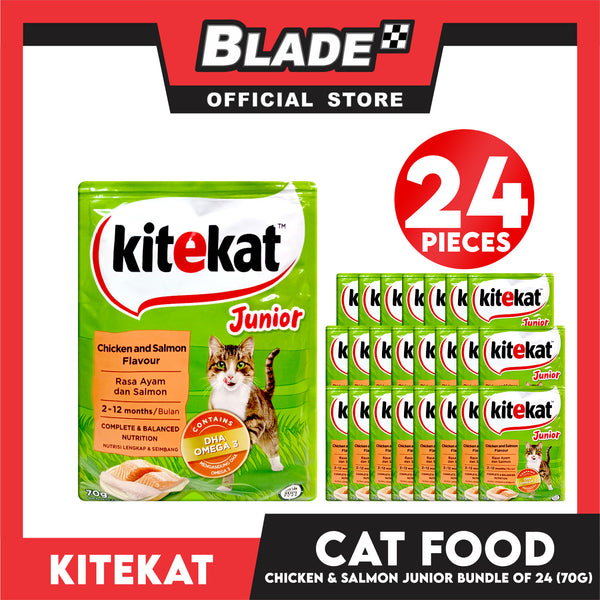 24pcs Kitekat Wet Cat Food in Pouch Junior 70g (Chicken and Salmon)