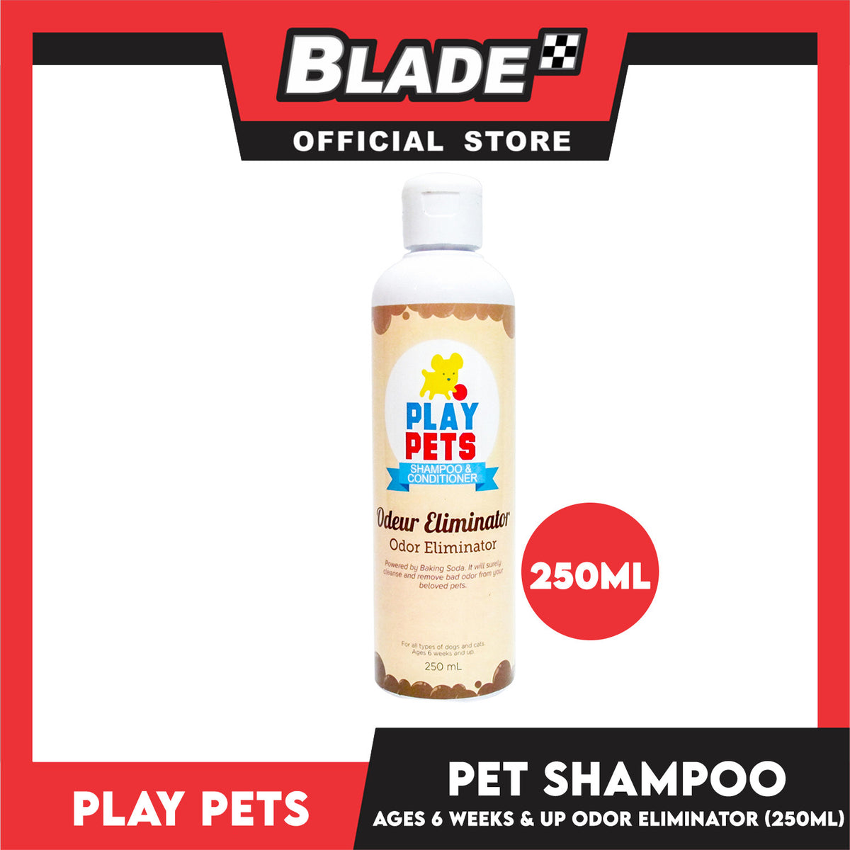 Play Pets Shampoo and Conditioner 250ml For All Types Of Dogs And Cats (Odor Eliminator)